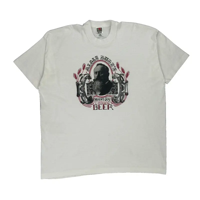 Single Stitch Amos Ruby Mount Joy Beer Made In Usa Fruit Of The Loom Graphic T-Shirt - 2XL White Cotton Blend