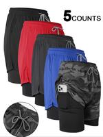 Men's 2 in 1 Camo Detail Shorts, Quick Drying Breathable Shorts, Casual Comfy Shorts for Summer, Men's Bottoms for Daily Wear