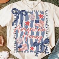 [Saleup to 75%]Comfort Colors American Honey Coquette Shirt Preppy 4th of July Girly Memorial Day Png, Vintage USA  Independe...