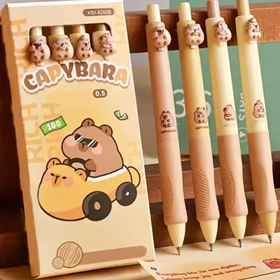 Cute Cartoon Capybara Design Mechanical Pencil Set, 4 Counts 0.5mm HB Mechanical Pencil, Writing Pencil for Office School Stu...
