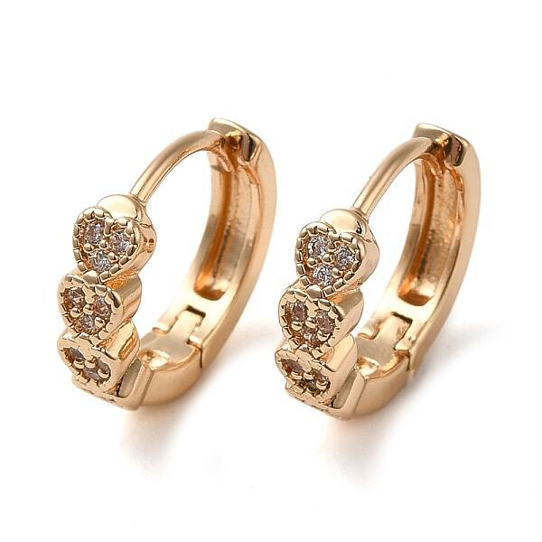 Brass Micro Pave Clear Cubic Zirconia Hoop Earrings for Women