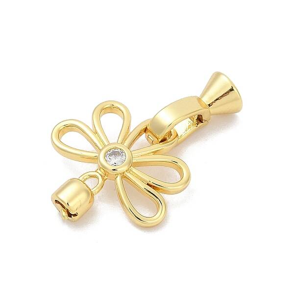 Brass Micro Pave Clear Cubic Zirconia Fold Over Clasps