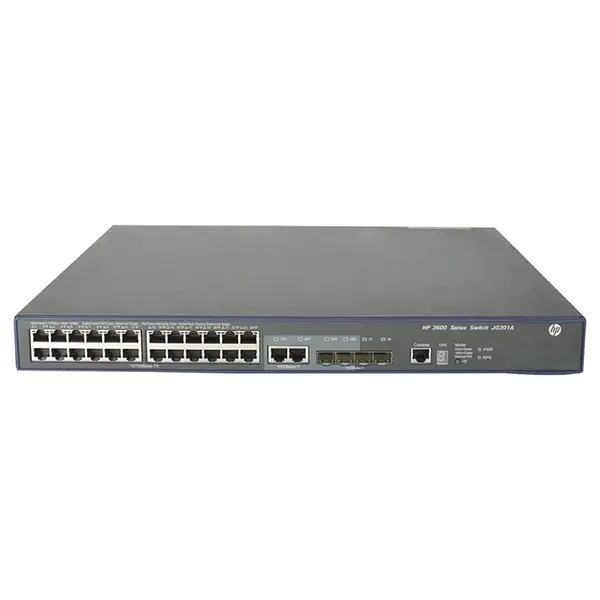 HP JG301-61001 | FlexNetwork 3600 EI Series 3600 24 PoE+ v2 24 x 10/100Base-TX RJ-45 PoE+ and 4 x 1GbE SFP + 2 x Shared GE RJ...