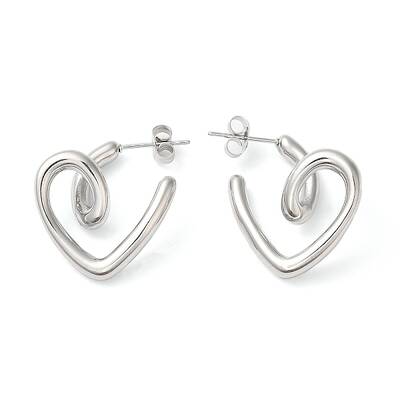 Non-Tarnish 304 Stainless Steel Heart Stud Earrings