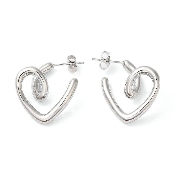 Non-Tarnish 304 Stainless Steel Heart Stud Earrings
