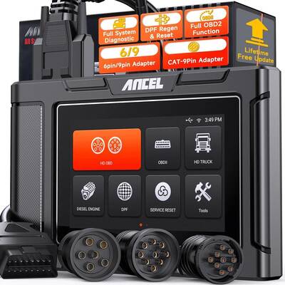 ANCEL HD3400 Heavy Duty Truck Scanner – Diesel DPF Regen & All System Diagnostic Tool for Cummins, CAT, Paccar, Detroit