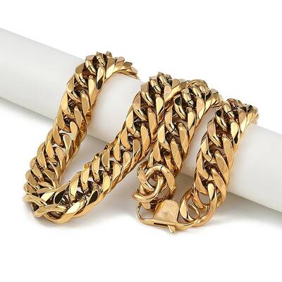 Ion Plating(IP) Non-Tarnish 304 Stainless Steel Cuban Link Chain Necklaces