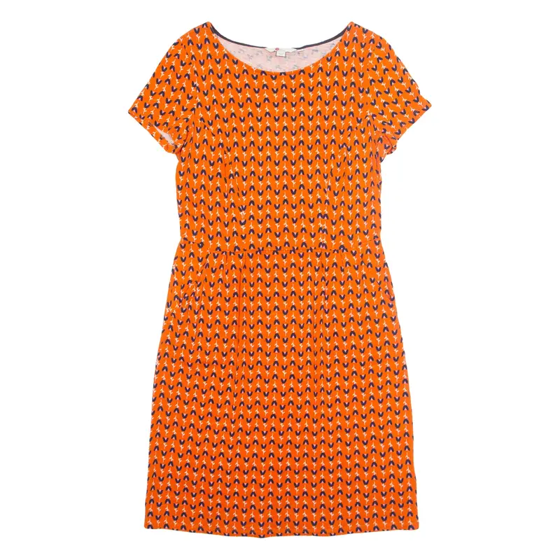 BODEN Womens A-Line Dress Orange Floral Short Sleeve Midi UK 12