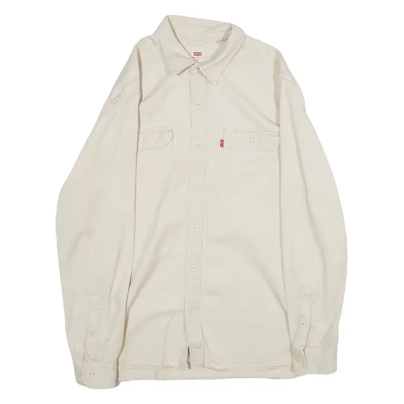 LEVI'S Standard Mens Plain Shirt Beige Long Sleeve M