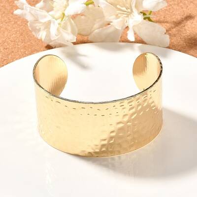 304 Stainless Steel Textured Wide Open Cuff Bangles for Women