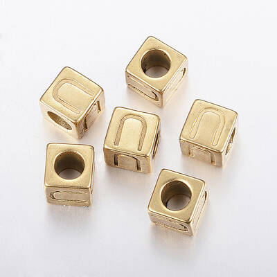 304 Stainless Steel Large Hole Letter European Beads