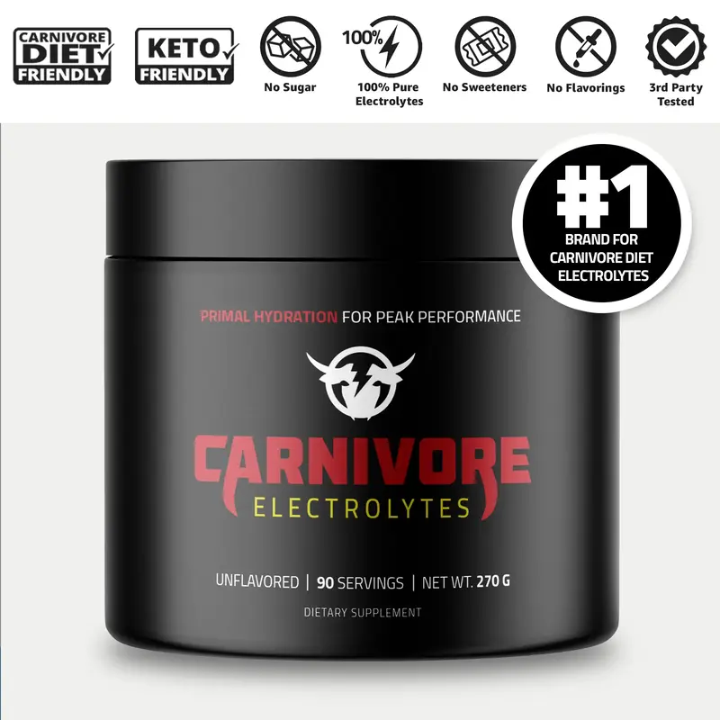 Carnivore Electrolytes: Premium Hydration Powder Drink for Meat Based Diet - Pure Electrolyte Support, Zero Carb, Keto Friend...