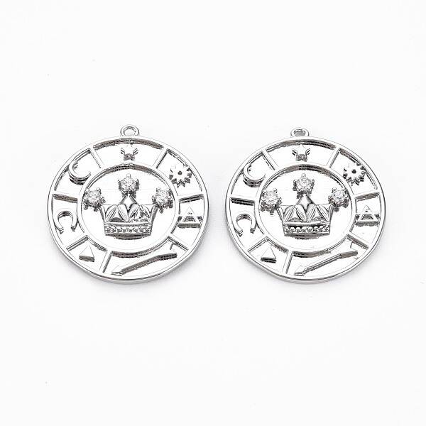Brass Micro Pave Clear Cubic Zirconia Pendants