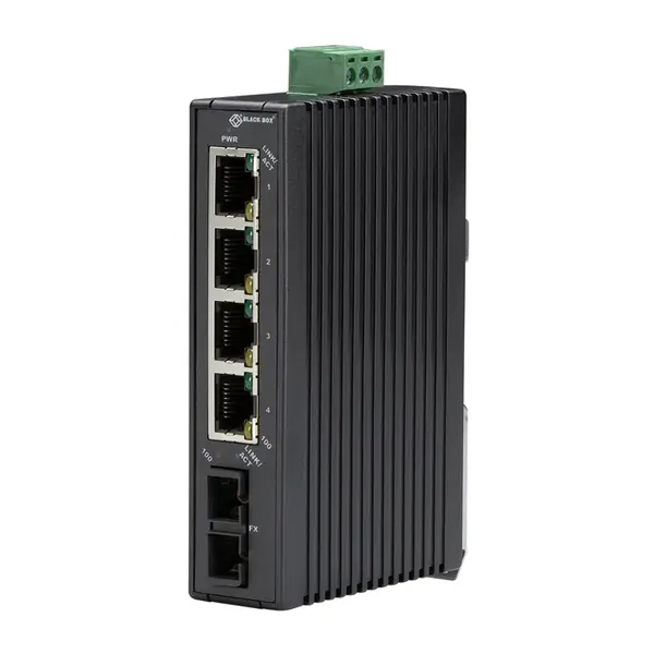 Black Box LBH120A-H-SC | LBH120 Series 4 x Ports 10/100Base-T RJ-45 + 1 x Port 100Base-T Layer 2 Fast Ethernet Hardened Tempe...
