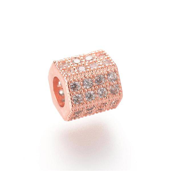 Brass Micro Pave Cubic Zirconia European Beads