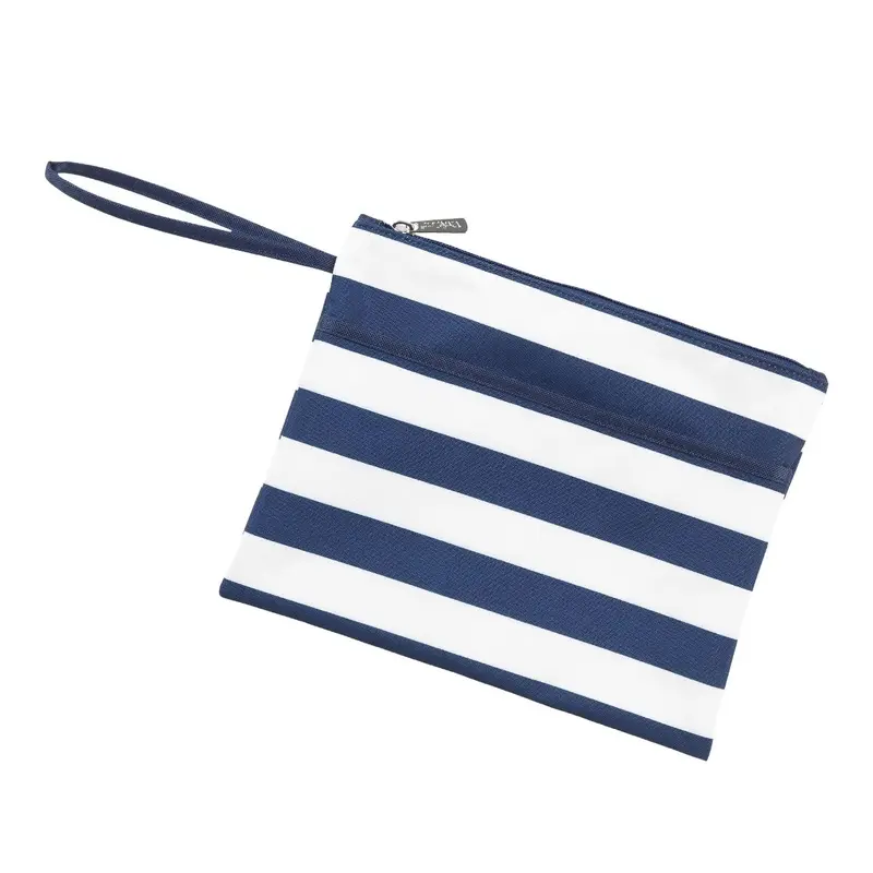 VIV&LOU Navy Stripe Zip Pouch Wristlet