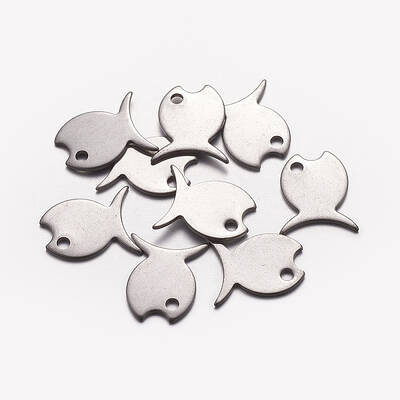 Tarnish Resistant Original Color Blacnk Stamping Tag Fish Charms 304 Stainless Steel Pendants