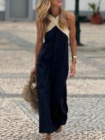 Women's Colorblock Print Sleeveless Dress, Elegant Boho Casual Fashion Sleevless Dress for Daily Outdoor Wear, Ladies Dress f...