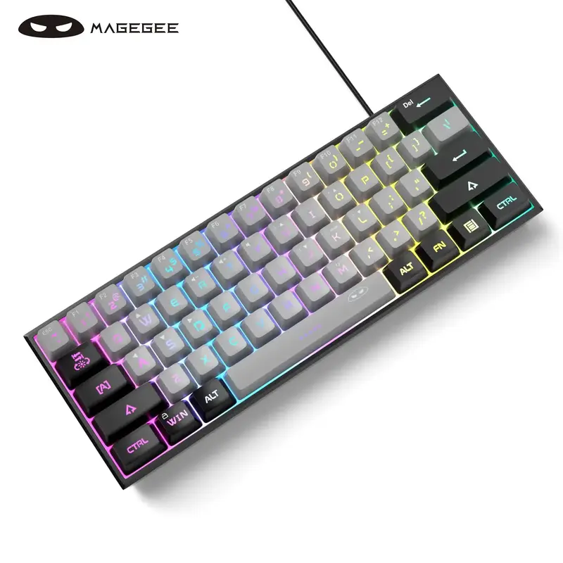 MageGee Mini 60% Membrane Gaming Keyboard, RGB Backlit 61 Key Ultra-Compact Keyboard for Gaming, TS91 Ergonomic Mechanical Fe...