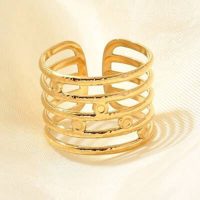304 Stainless Steel Multi-layer Open Cuff Rings for Women