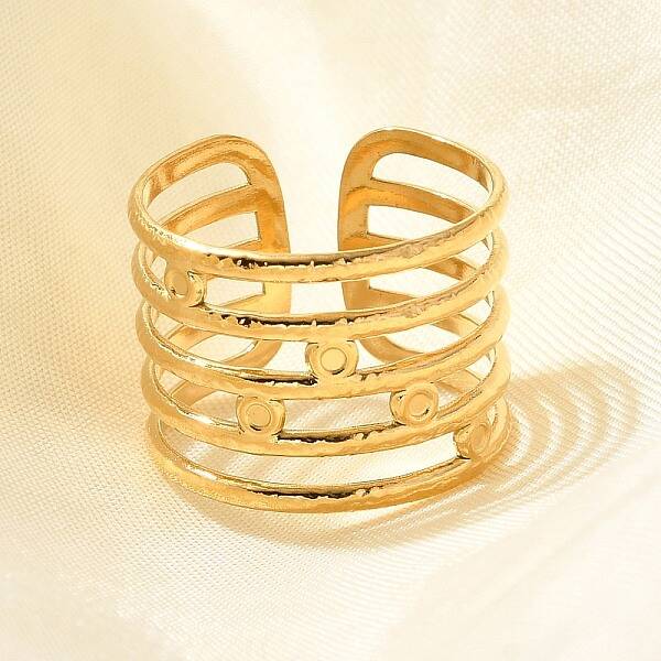 304 Stainless Steel Multi-layer Open Cuff Rings for Women