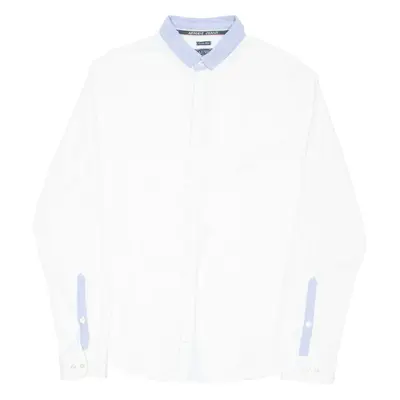 ARMANI JEANS Extra Slim Mens Plain Shirt White Long Sleeve 2XL