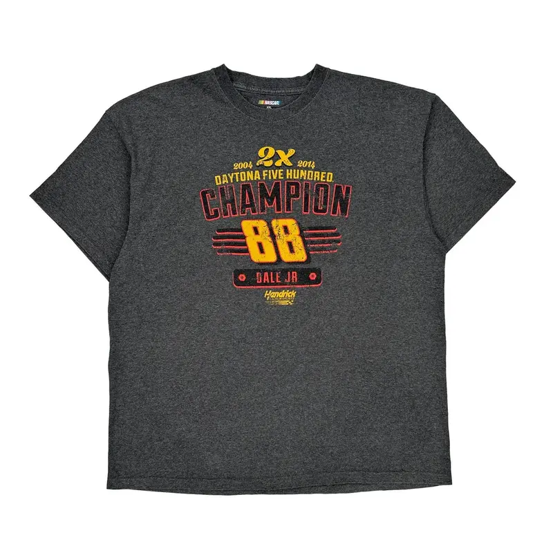 Daytona Five Hundred Champion Nascar Graphic T-Shirt - 2XL Grey Cotton Blend