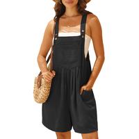 GRECERELLE Jumpsuits For Women Summer Short Overalls Casual Sleeveless Adjustable Loose Women's Rompers with Pockets