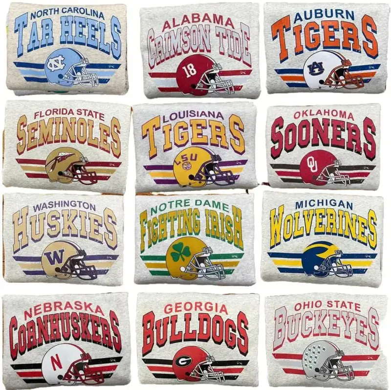 Vintage College Football Helmet Crewneck Sweatshirt, Available All Team For Women, For Men, Sweatshirt Menswear