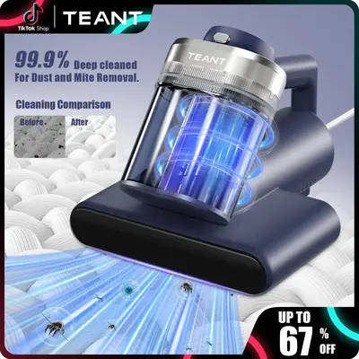 【Teant】 Mattress Vacuum Cleaner for Dust Mites Removal, Bed Vacuum with UV-C Light & 149°F Hot Air & Aroma Tablet & LED ...