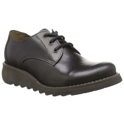 Fly London SIMB389FLY Rug Leather Women's Lace Up Shoes - Black - Size:US 6.5-7 Women