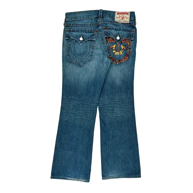 Made In Usa True Religion Boot Cut Jeans - 36W UK 14 Blue Cotton