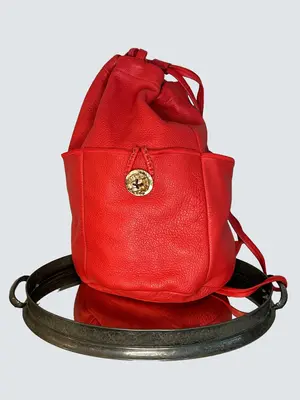 Pre-owned FENDI Leather Backpacks Red Backpack with Pochette