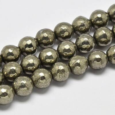 Natural Pyrite Round Beads Strands