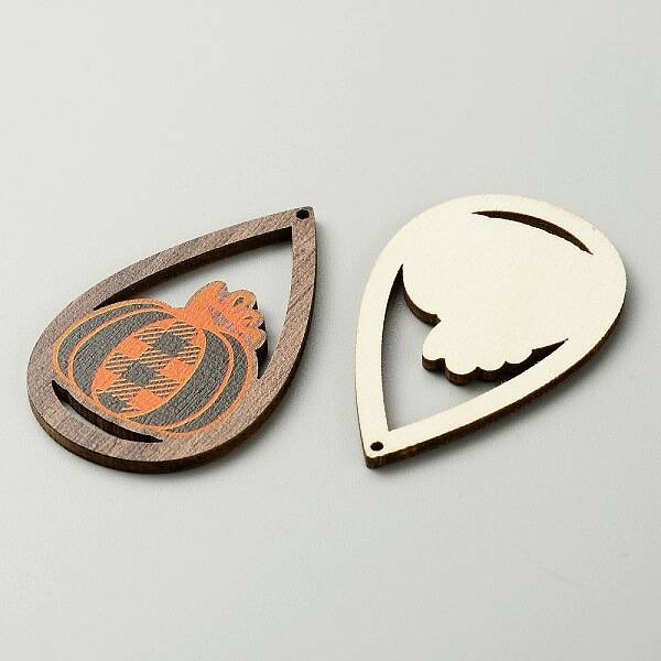 Halloween Theme Printed Wood Big Pendants