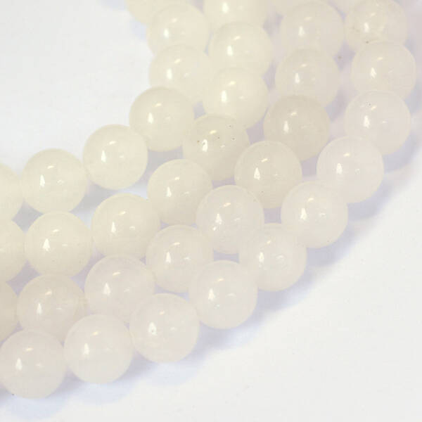 Natural White Jade Round Bead Strands