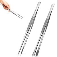 Kitchen Tweezers – Two style tips Stainless Steel – 12 Inches Long – Non-Slip – For Cooking, Plating, Serving and Dec...