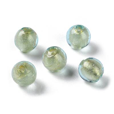 Handmade Gold Sand Lampwork Beads Strand