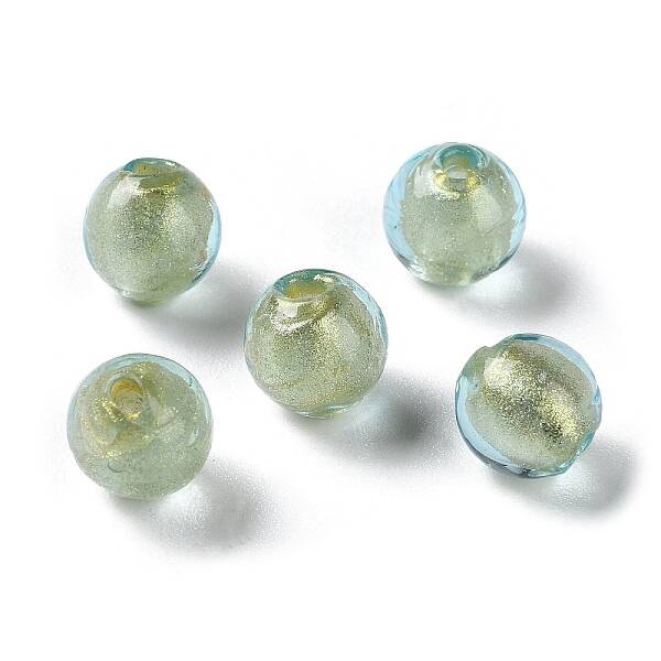 Handmade Gold Sand Lampwork Beads Strand