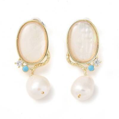 Oval Natural Shell Stud Earrings