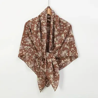 115*115cm Floral Printed Square Scarf Chiffon Headband Scarf For Muslim Woman Hijabs Shawls Lady Casual Wraps Islamic Headban...