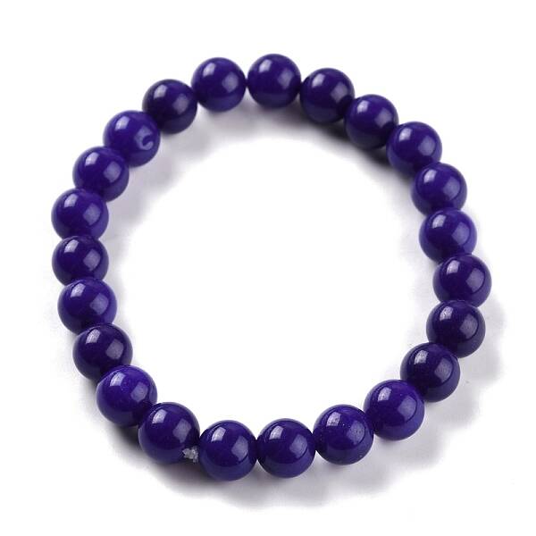 Dyed Natural Jade Beads Stretch Bracelets