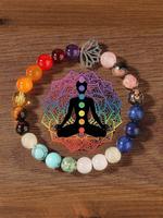 7 Chakra Non-natural Crystal Beads Bracelets, Spiritual Jewelry for Sports Leisure Yoga, Unisex Chakra Balance Gift with Myst...