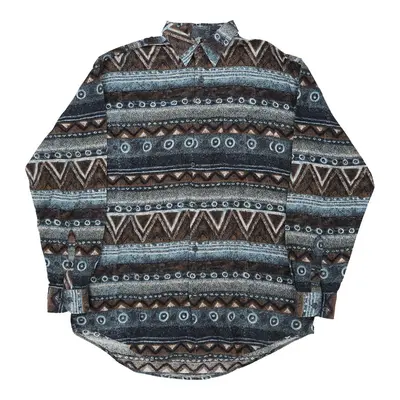 Happy Life Patterned Shirt - Medium Brown Cotton