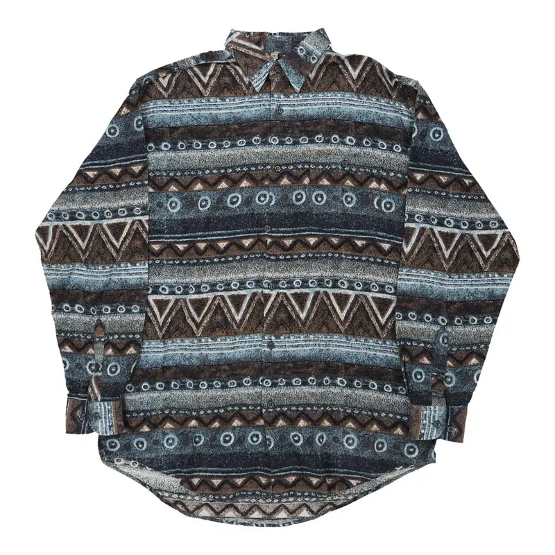 Happy Life Patterned Shirt - Medium Brown Cotton