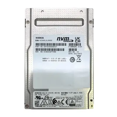SDFSU86GEB02T KIOXIA CD6-R Series 960GB TLC PCI Express 4.0 x4 NVMe Read Intensive (SIE) U.3 2.5-Inch Internal Solid State Dr...