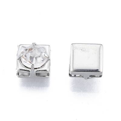 Brass Micro Pave Clear Cubic Zirconia Beads