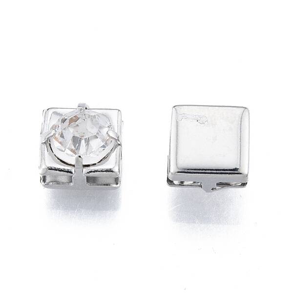Brass Micro Pave Clear Cubic Zirconia Beads