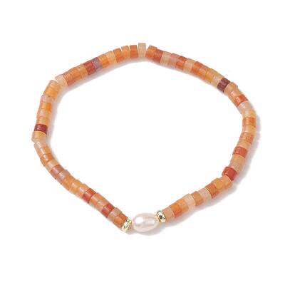 Natural Red Aventurine and Pearl Beads Btacelets