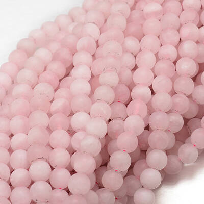 Frosted Natural Rose Quartz Bead Strands